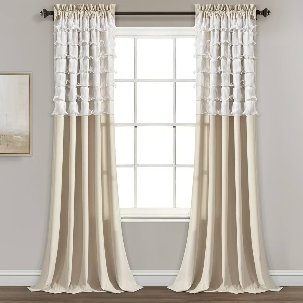 Set of 2 (84″x54″) Avery Light Filtering Window Curtain Panels Beige –
