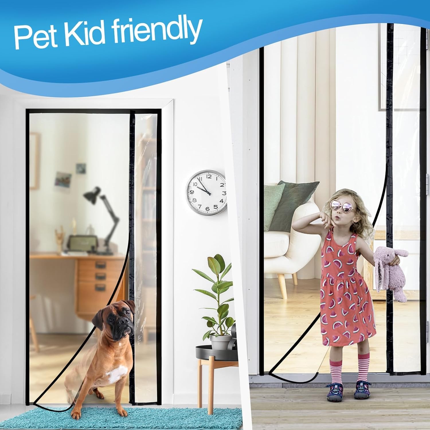 Transparent Reversible Left or Right Side Opening Insulated Door Curtain,