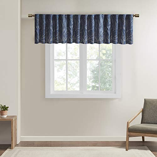 Andora Embroidered-Rod Pocket Valance, Tree Small 50″W x 18″L (Pack of 1) Navy