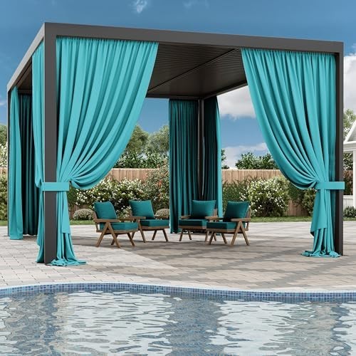 Universal Replacement Privacy Curtains for 12’×16′ Gazebo – Waterproof 4-Panels