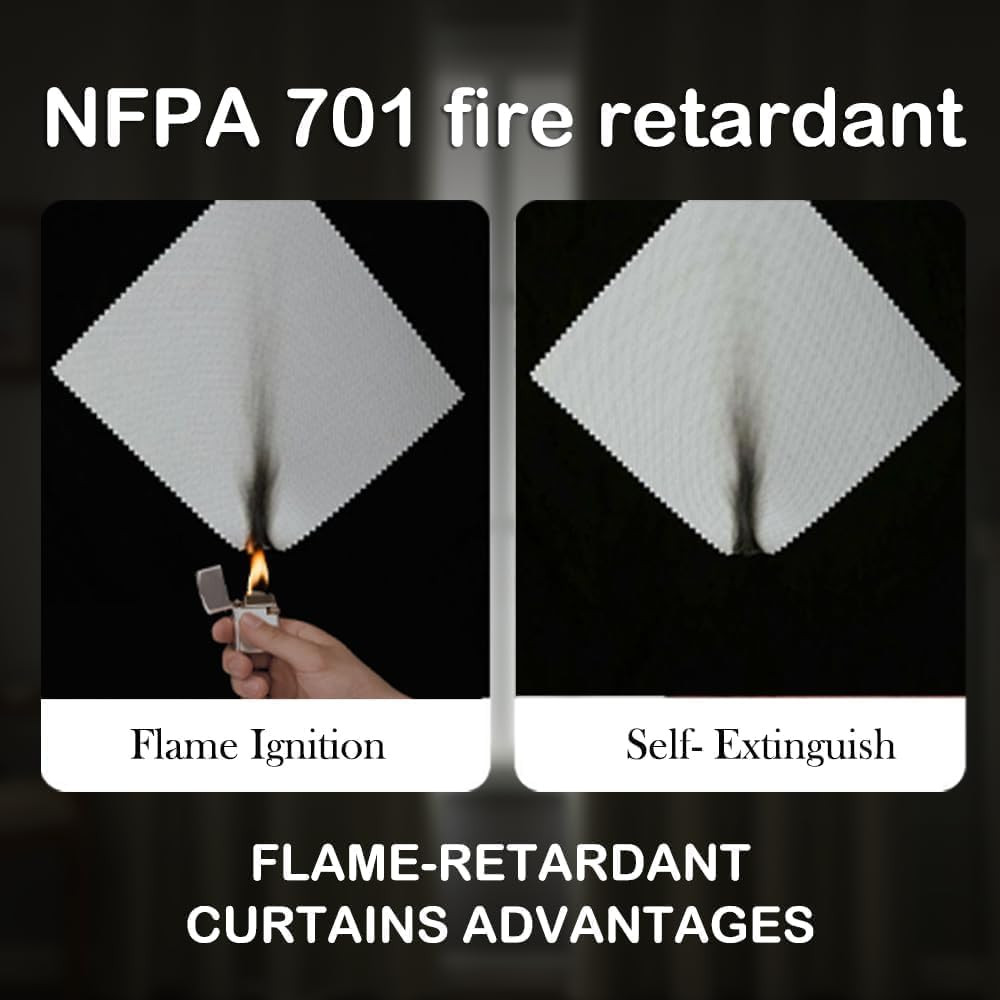 Flame-Retardant NFPA 701 Standard Curtain 96-Inch Single Panel 100% Blackout Cur