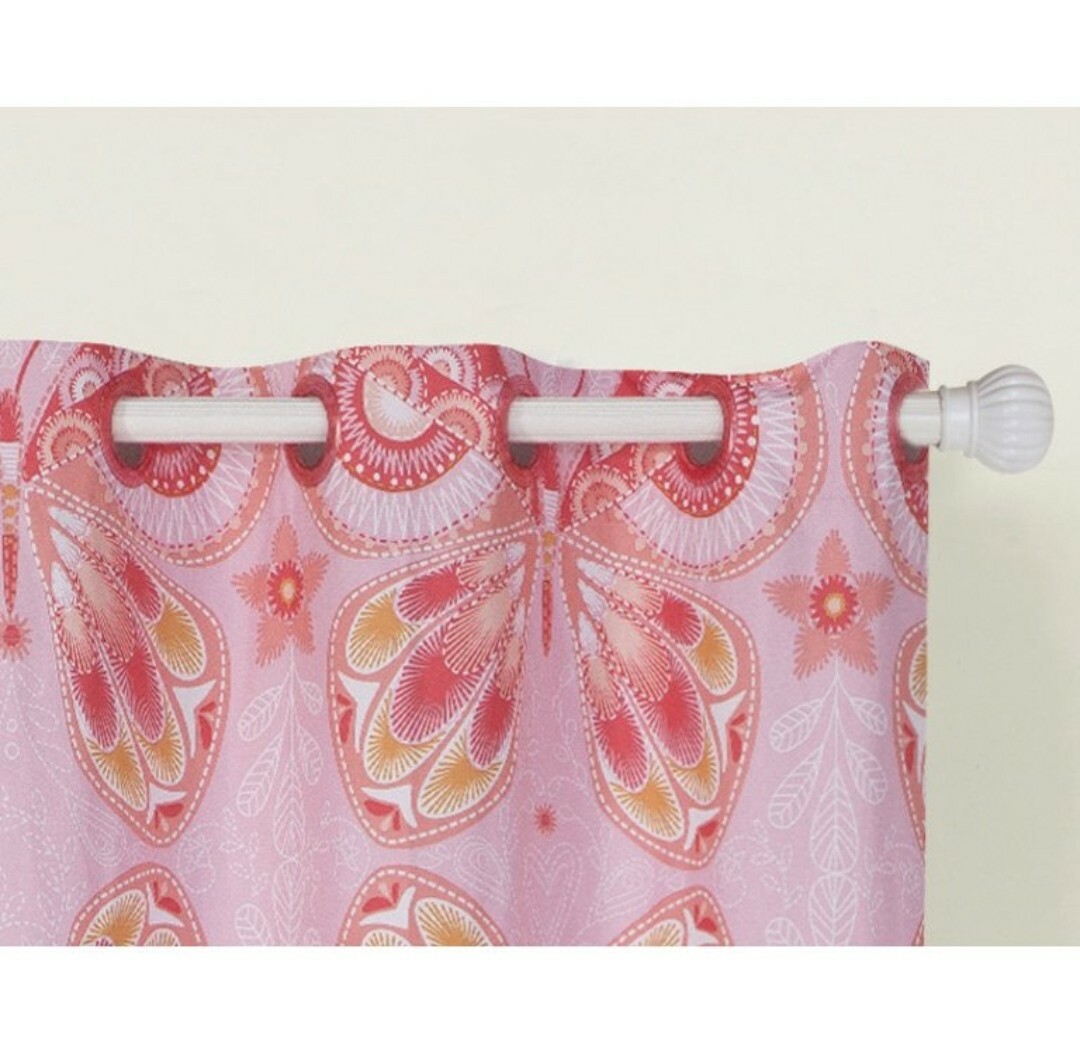 42″x63″ Coral Boho Butterfly Curtain Panel. Grommet Foamback, Mainstays Kids