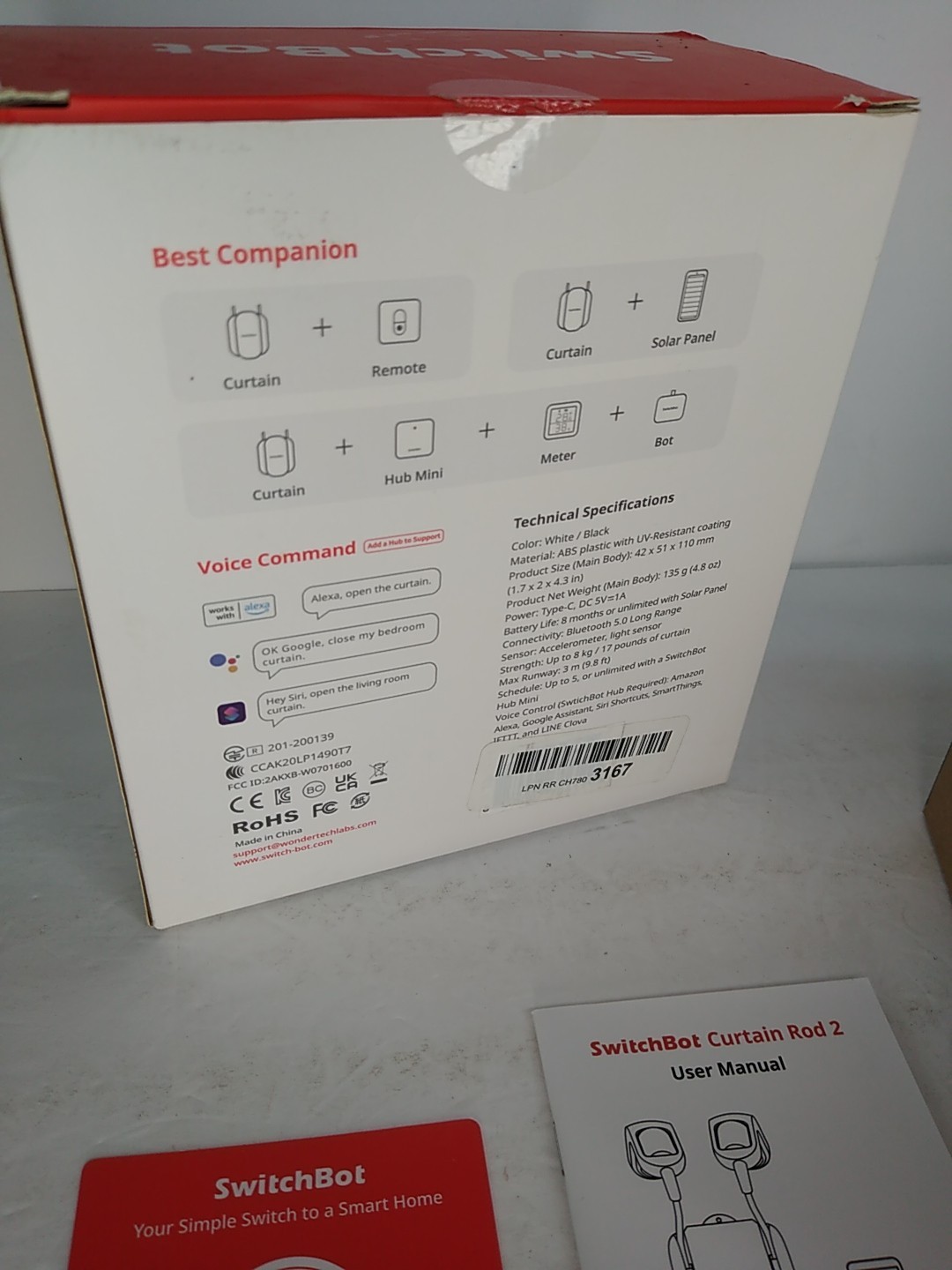 OPEN BOX Switchbot White Smart Curtain Rod 2 ELECTRIC BLUETOOTH COMMAND