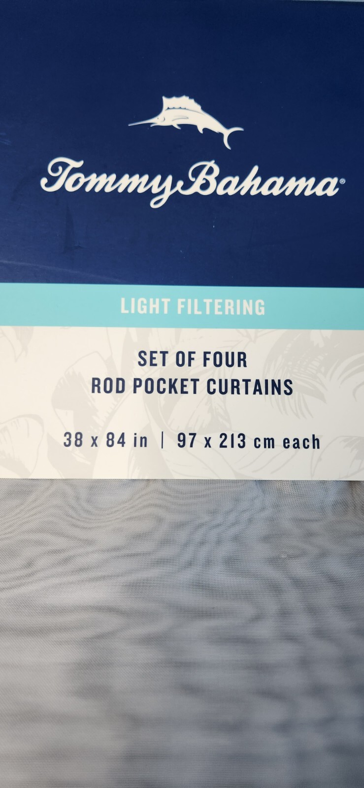 NWT TOMMY BAHAMA ROD POCKET WINDOW CURTAINS -SET OF 4