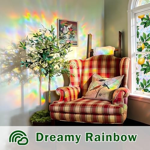 Stained Glass Window Film Rainbow Privacy Static Cling UV Block Easy DIY Home
