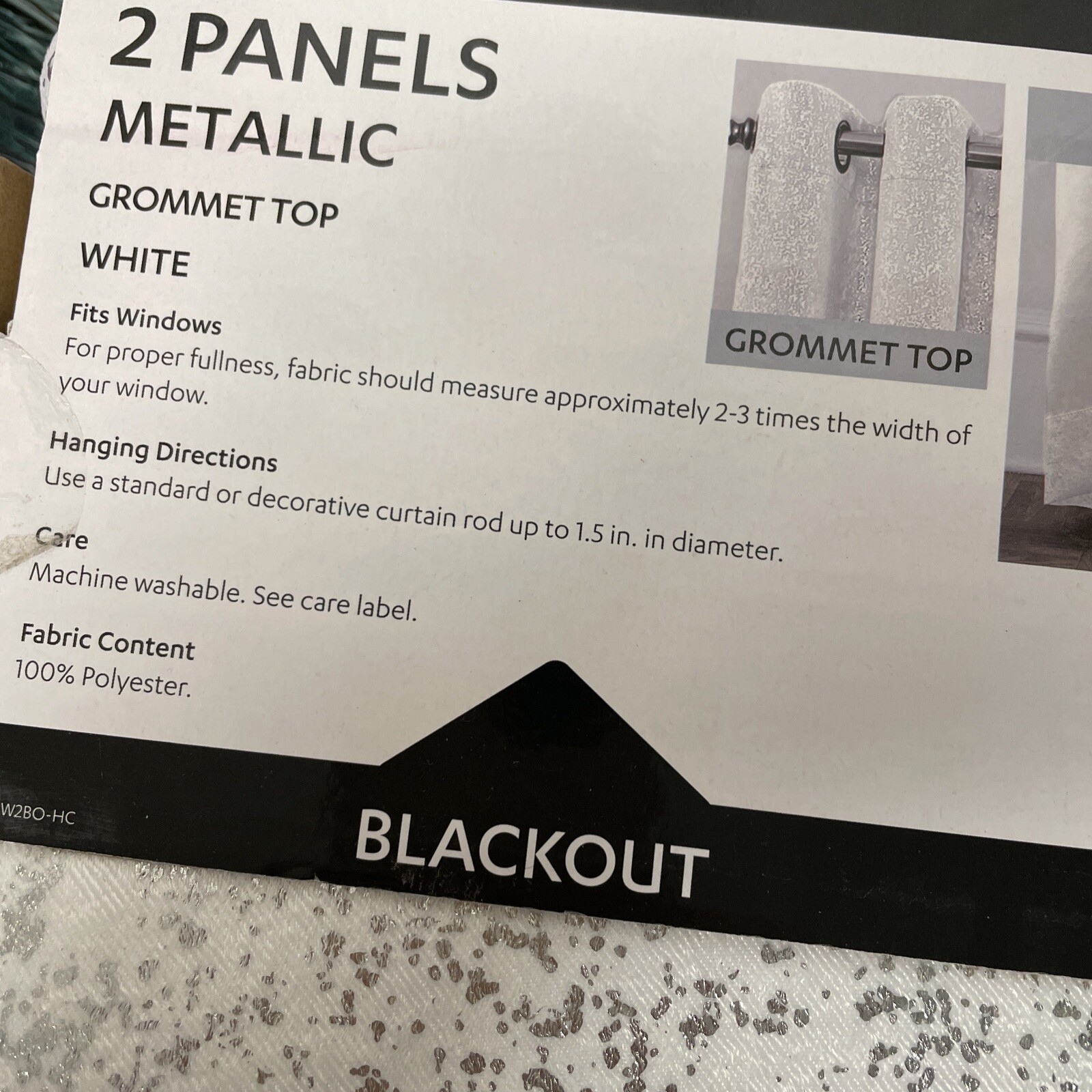 At Home Metallic Window Curtain 2 Panel 96”L X 38″W New
