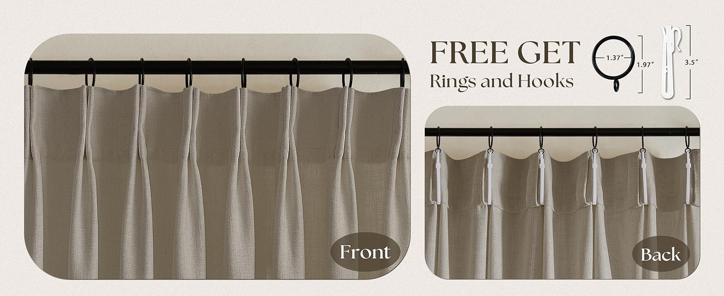 Extra Wide 100 Inch Width Curtains 96 Inches Long Pinch Pleated for Patio