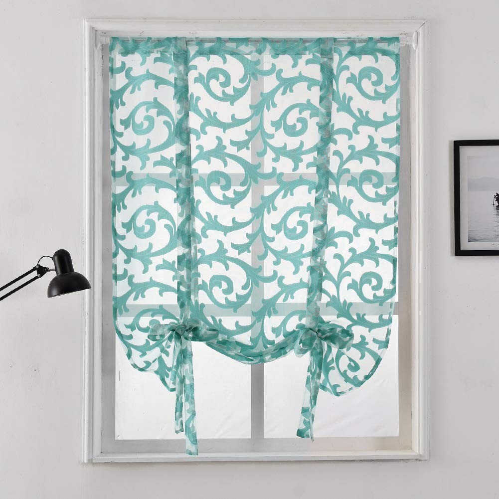 Tie Up Curtains, Jacquard Balloon Curtains for Kitchen Window, Ajustable Rod …