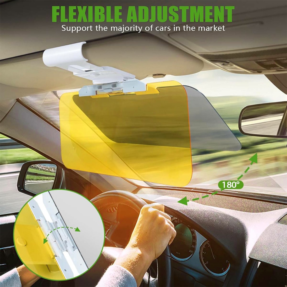 Car Sun Visor Sun Shield Anti -Glare Driving Universal Polarized UV 180-Degree