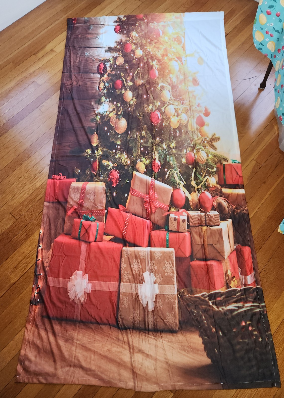 One Panel – ANHOPE Christmas Curtain – Rod Pocket – Tree and Stockings