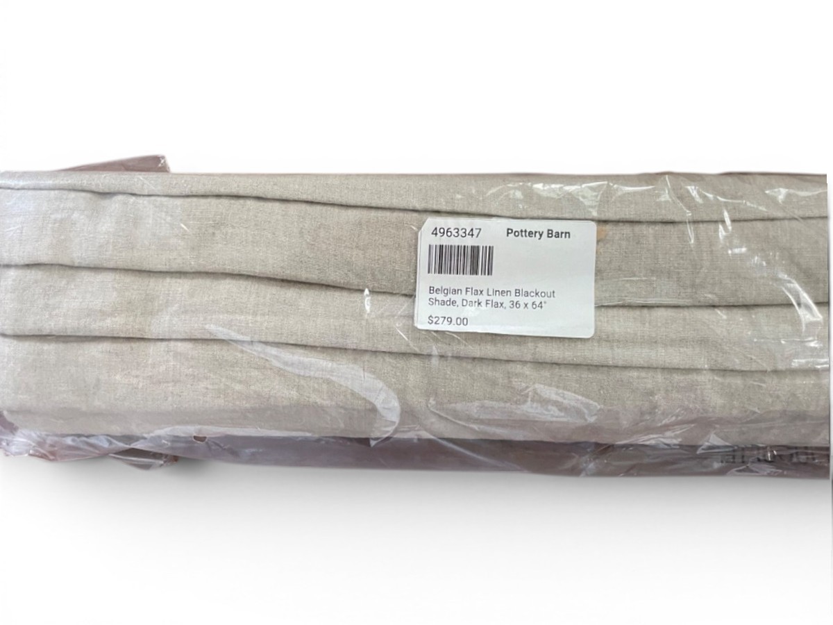 Pottery Barn Belgian Flax Linen Blackout Roman Shade 36×64 Dark Flax Cordless