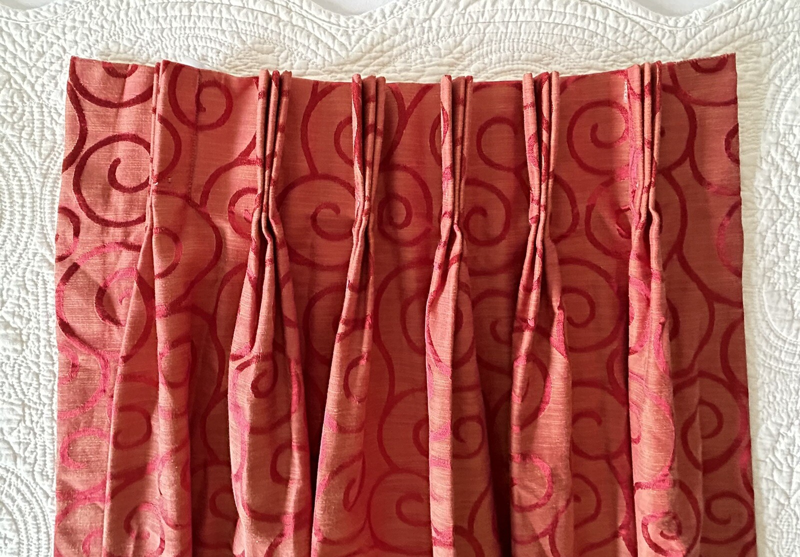 Custom Drapery Panels 88”L Pair Lovely Shades Of Cranberry Pleated