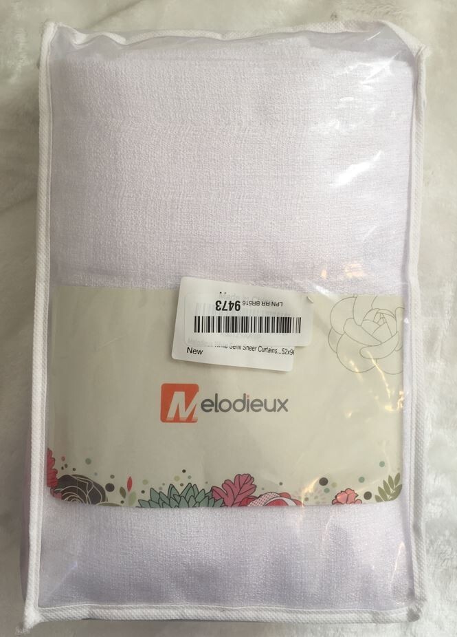 New Melodieux 2 Panels Linen Look White Semi Sheer Curtains 52×96 Inches