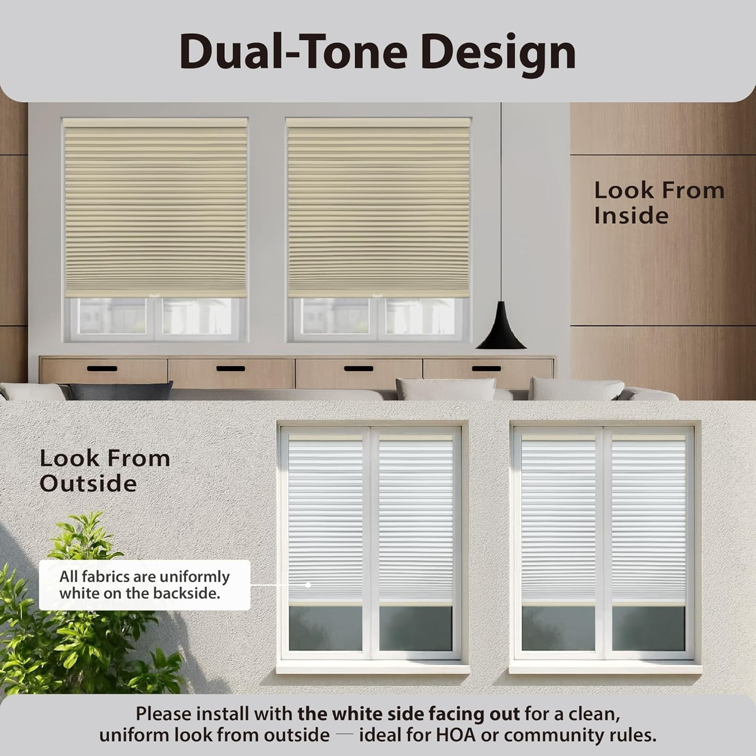 Cordless Blackout Cellular Shade, 58.5″ W X 36″ H, Alabaster
