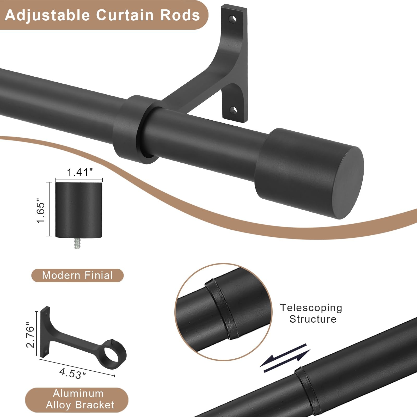 Extra Long Curtain Rods for Window 144-240″, Telescoping Heavy Duty 1-Inch Si…