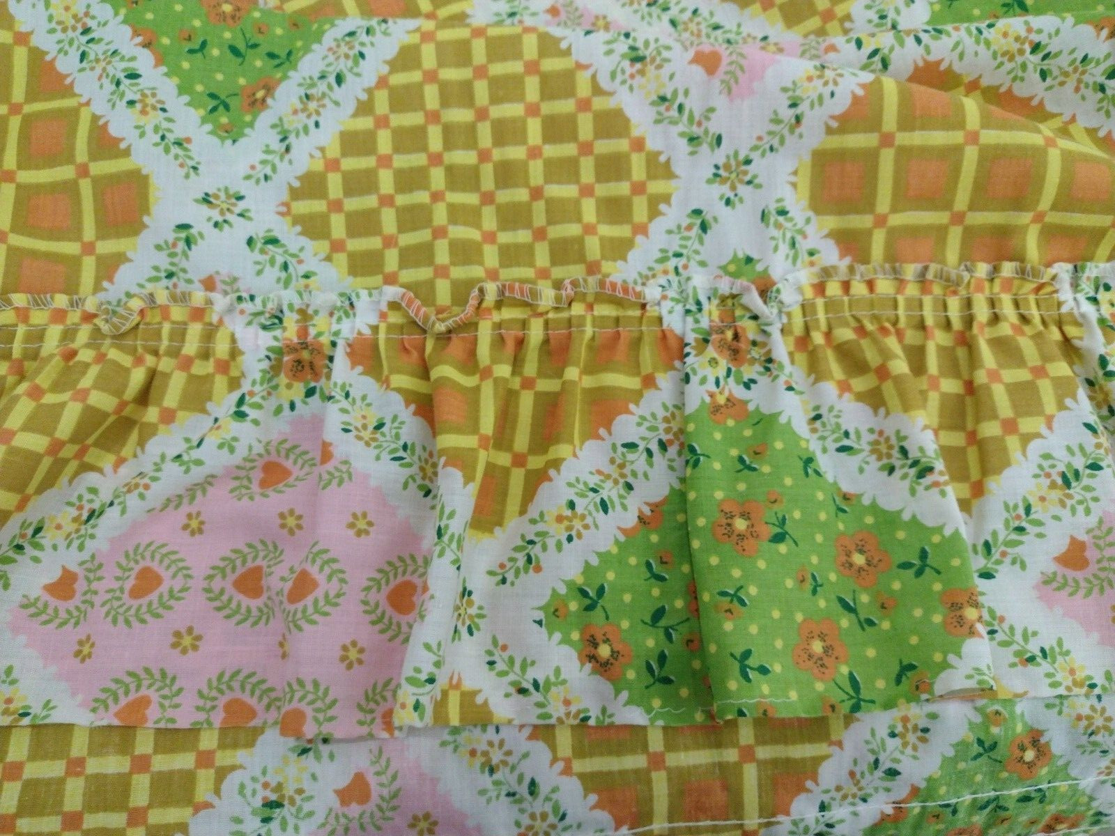 Vintage 1980’s Patch Style Fabric One Curtain Panel Ruffled /Rod Pocket Patches