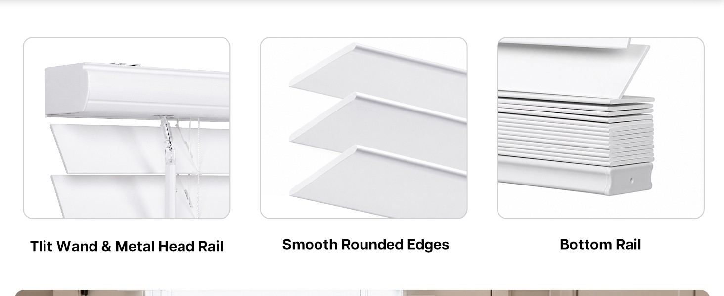 2″ Faux Wood Blinds for Doors, Cordless French Door Blinds for , Light Filtering