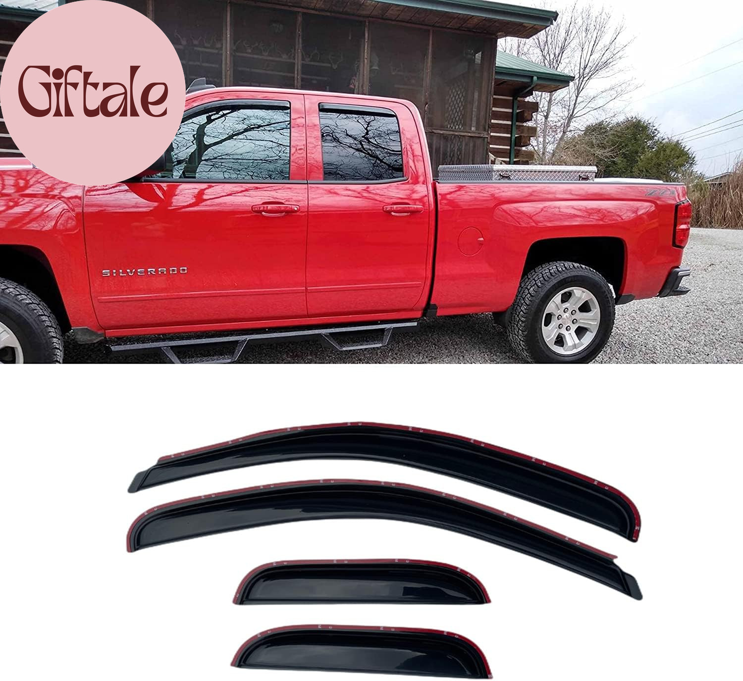 194040 Side Wind Vent Deflector, 4Pcs in Channel Dark Smoke Rain Guards Set, Win