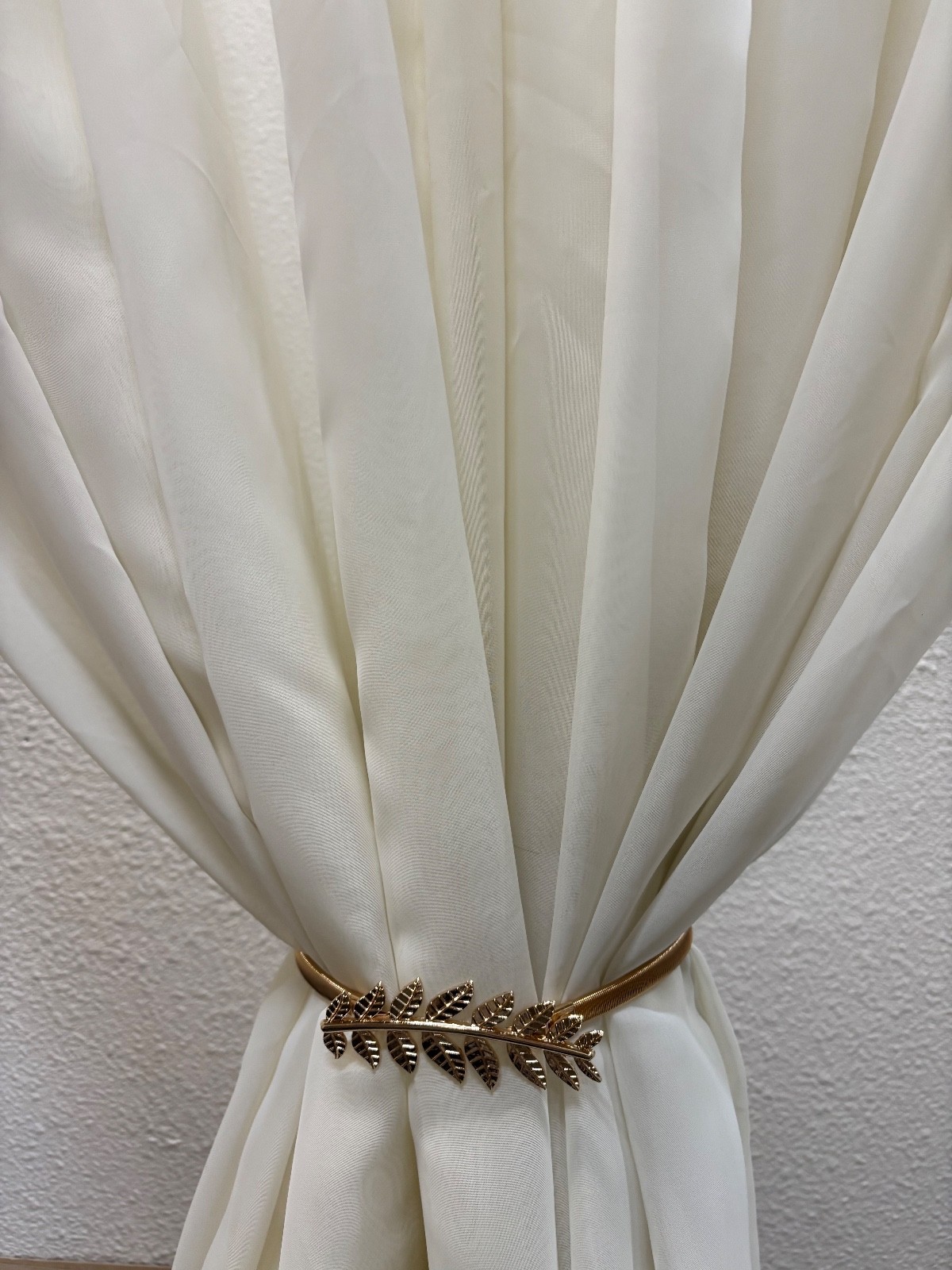 (2) Gold/ metal tie-back for drapperies or sheers 17″ long