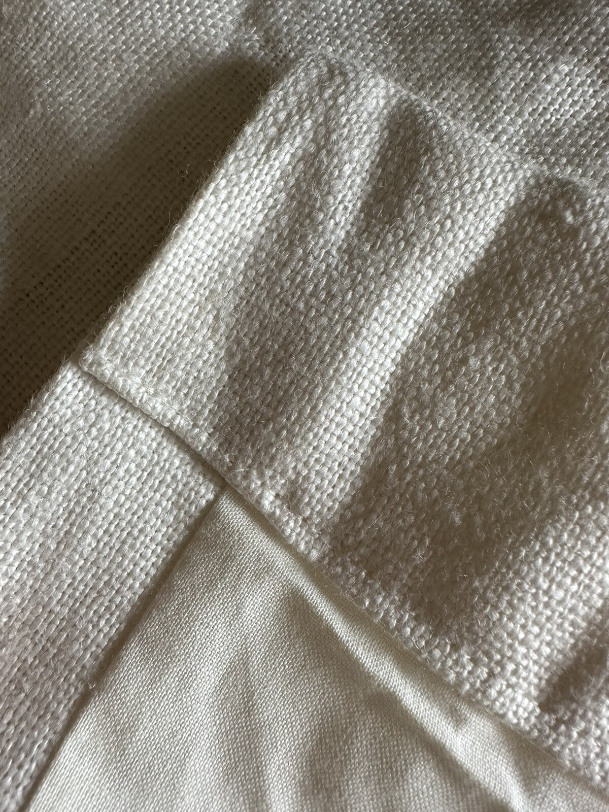 Single Restoration Hardware Belgian Textured Linen Curtain 96×48 White Lined
