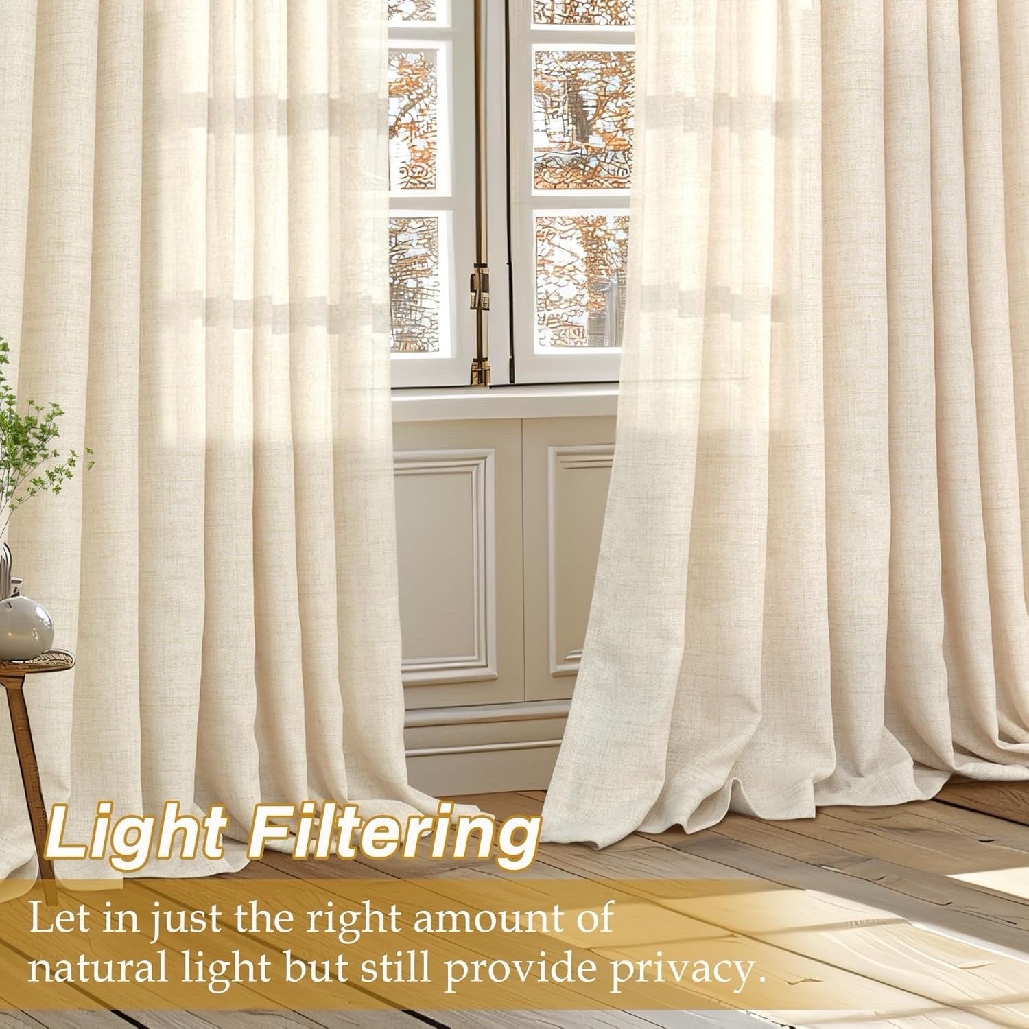 DriftAway Pinch Pleat light filtering curtain panel 50 x 96in beige