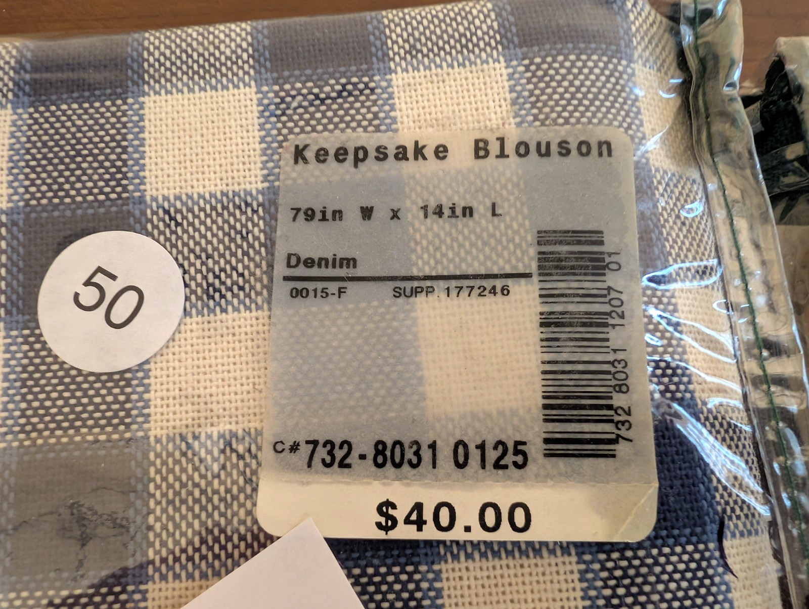 JCP 2 pr WAVERLY Keepsake-Check Denim Balloon Valance Blue & White 79″x14″ NIP