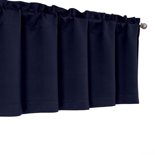 Valances for Windows 1 Piece, Soft Solid 60″W x 14″L (Pack of 1) Navy Blue