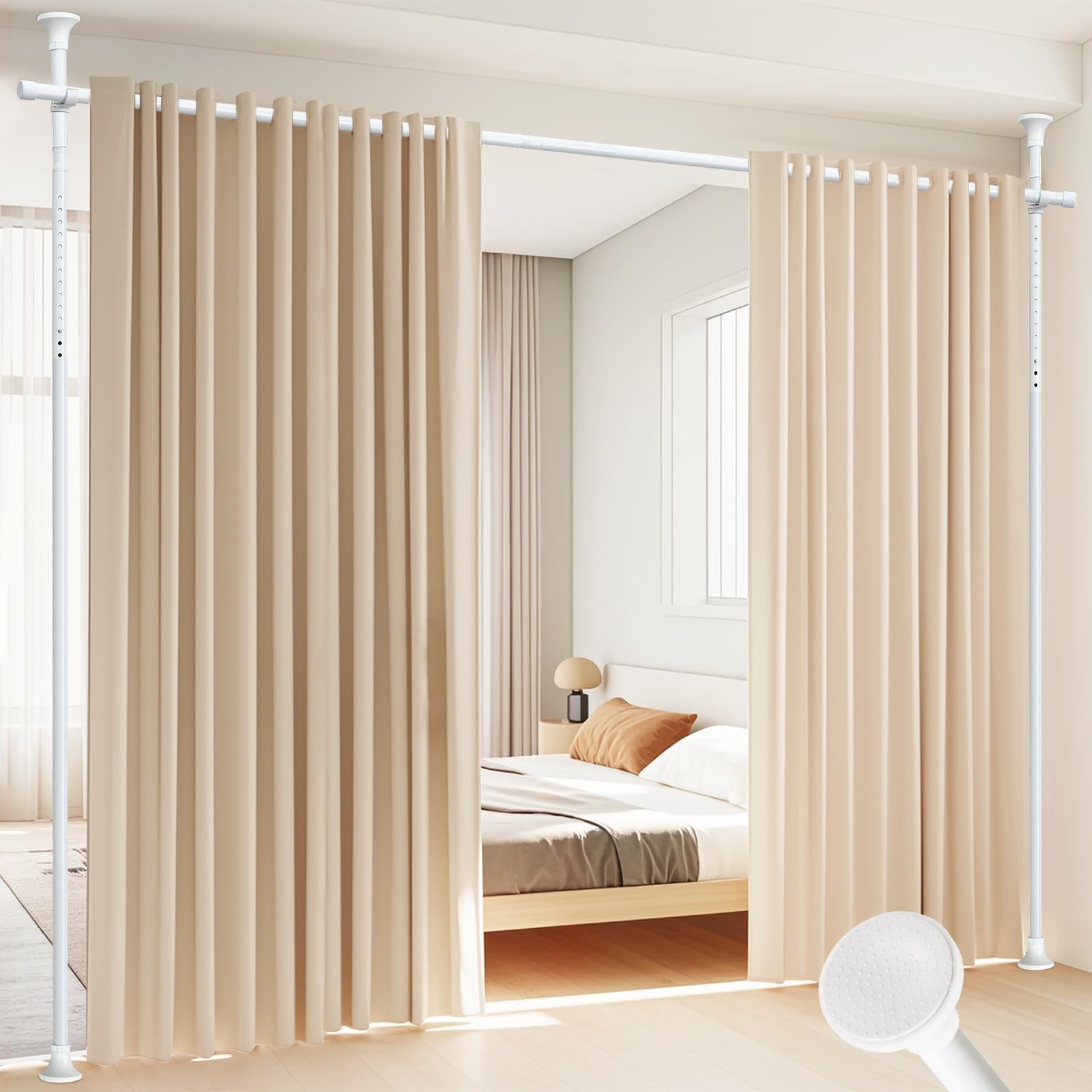 Room Divider, No Drilling Curtain Rod for Room Separation, 4-10ft (H) 28-70in…