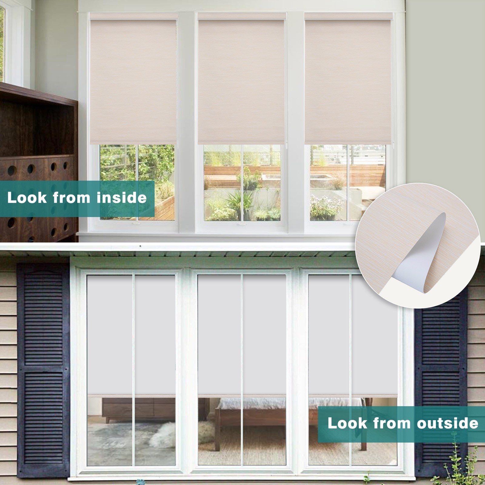 Changshade Light Filtering Roll-up Blinds Window Blinds Roller Shades Curtains