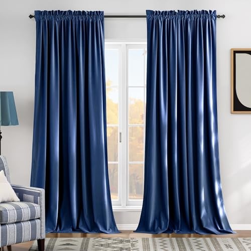 Royal Blue 96 inch Velvet Curtains 52″W x 96″L (Pack of 2) Blue Series – Blue