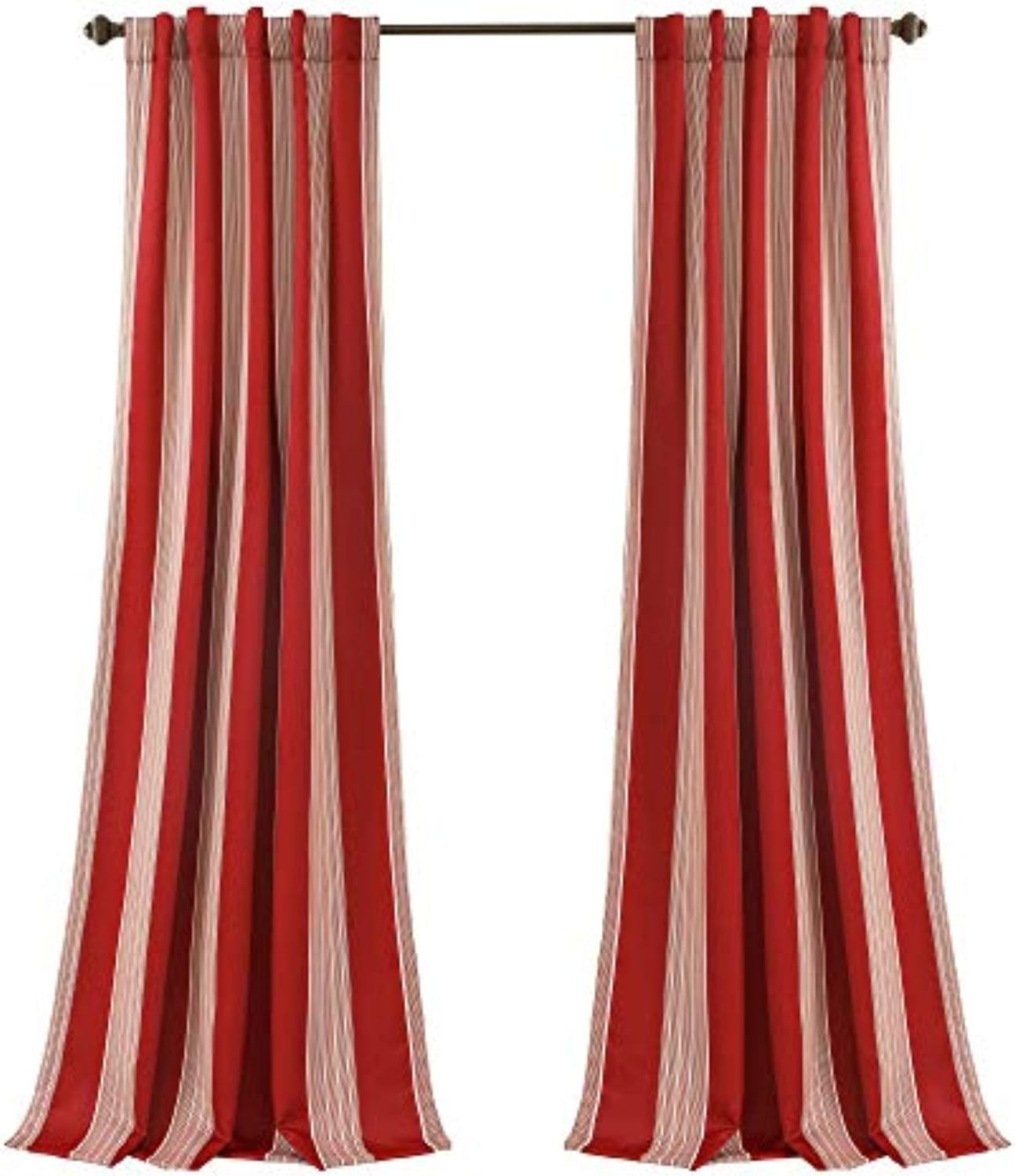 Julia Stripe Curtains | Light Filtering Striped Window Panel Set for Living, Din