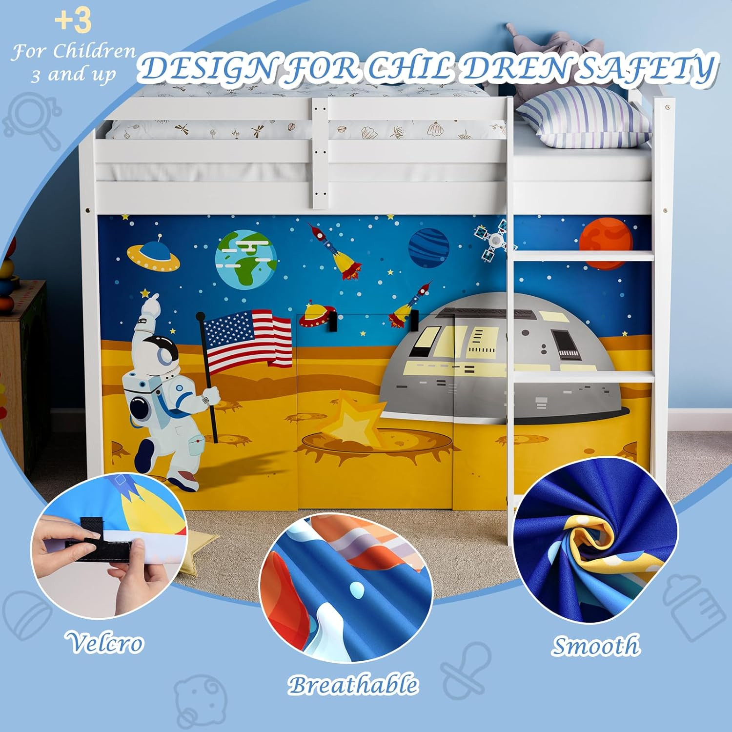 Astronaut Bunk Bed – Curtains Premium and Customizable Cartoon Loft Bed Curtains