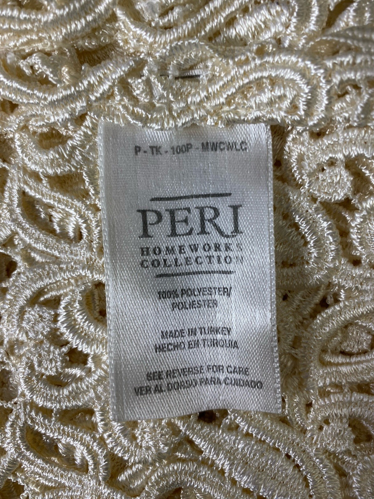 6 Ivory Lace Valance & 1 Pair Of Curtains Peri Home Collections Made In Turkey
