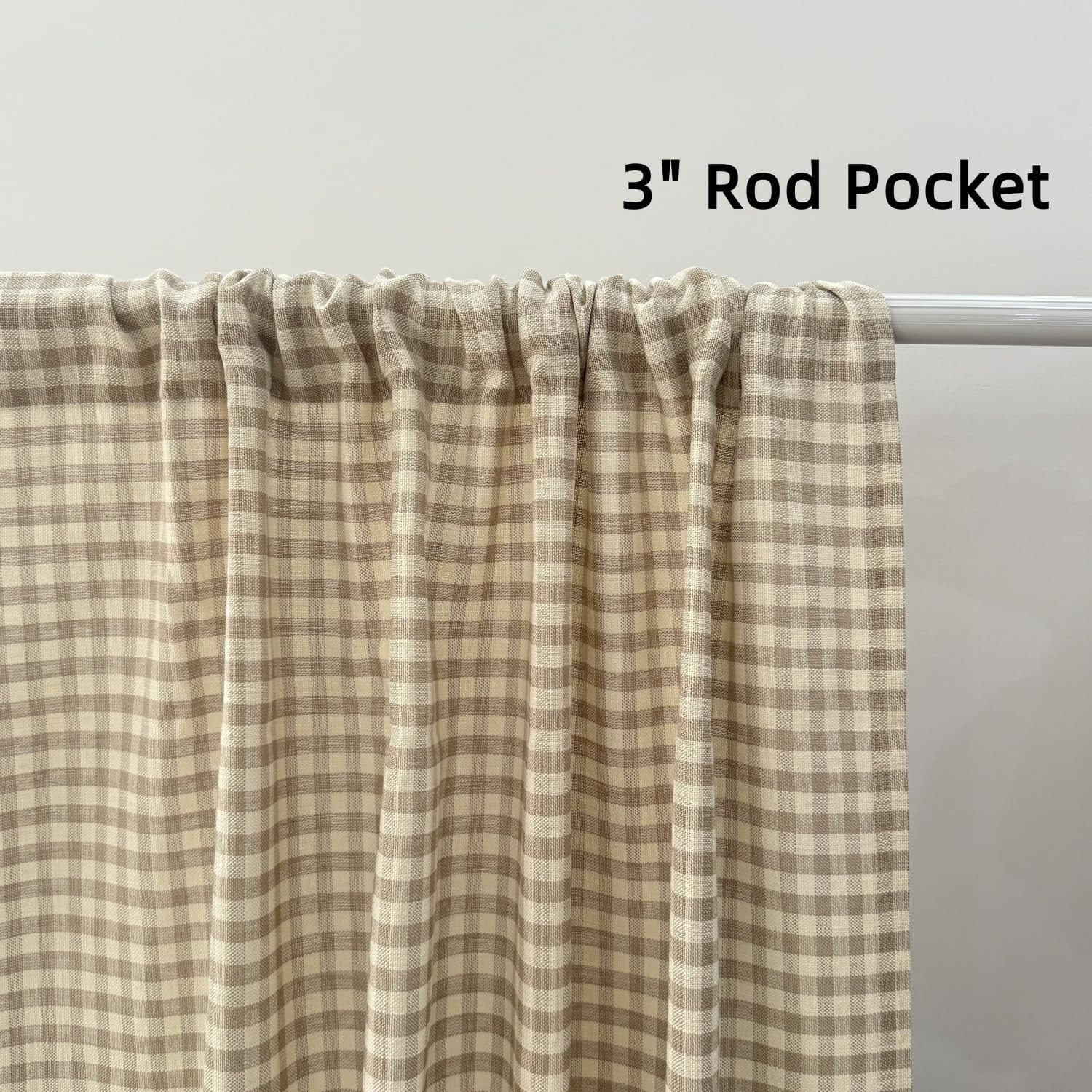 Farmhouse Gingham Curtain Panels 84″ Length, 2-Pack Cotton Linen Blend