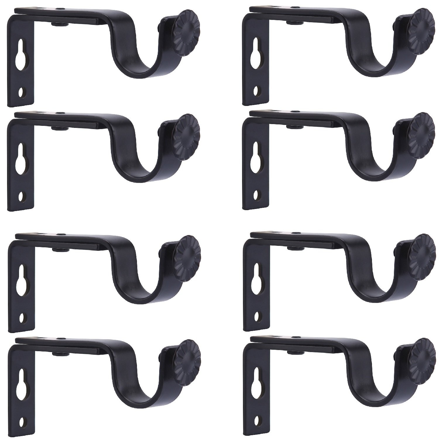 8 PCS Black Heavy Duty Curtain Rod Brackets Fits 3/4 Or 5/8 Inch Rod Set