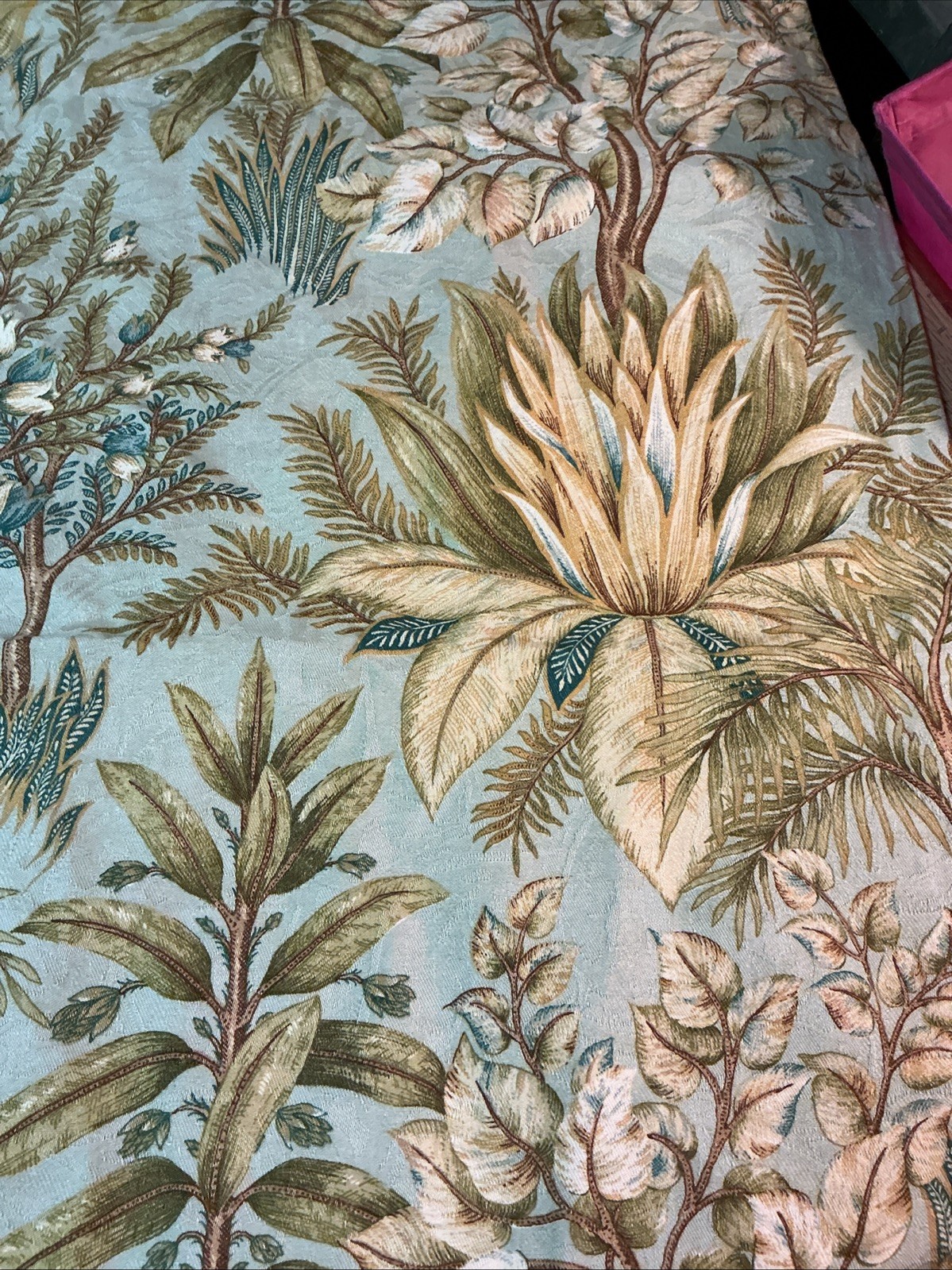 Lovely tropical theme pale turquoise Blue lined curtain panel/drape Tommy Bahama