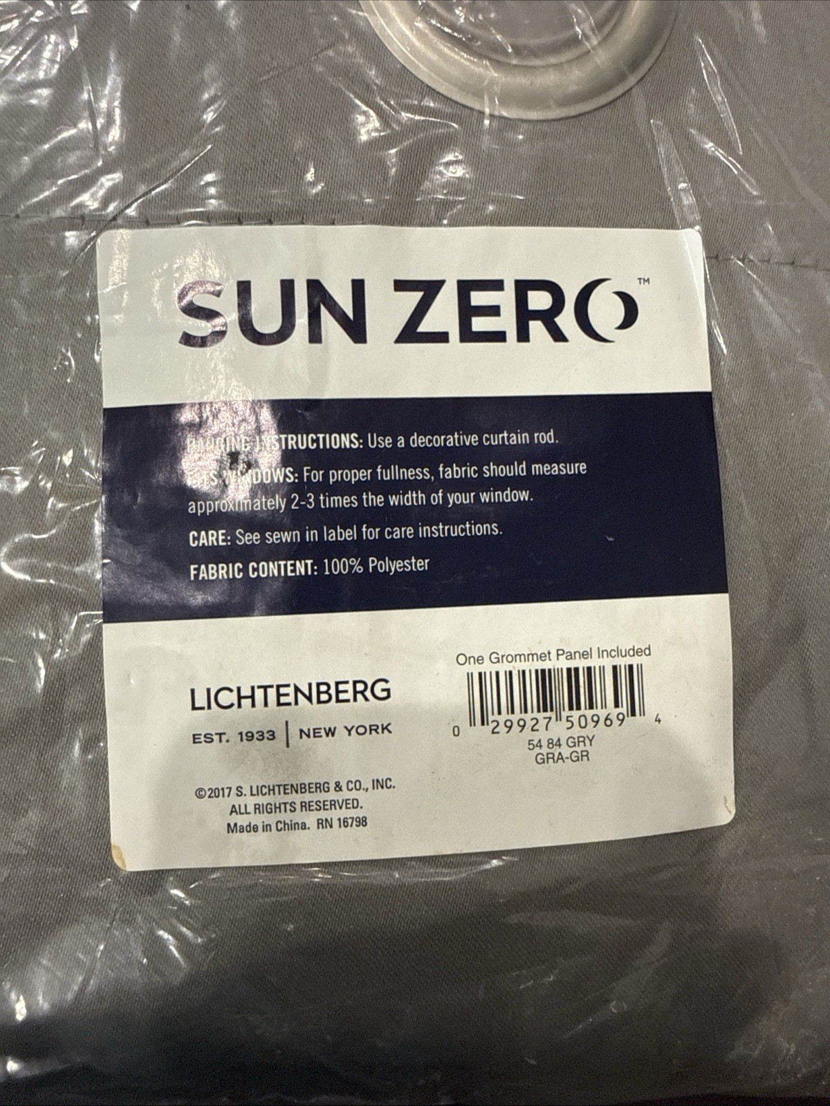 BRAND NEW! Sun Zero Lichtenberg Blackout Drapery Panels Pair 52”x 84” Gray