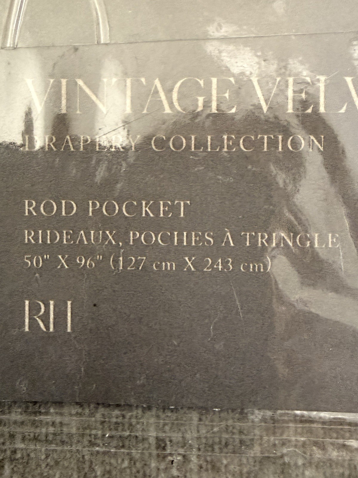 Restoration Hardware Vintage Velvet Drapery Rod Pocket 50″W x 96″L Fog $320