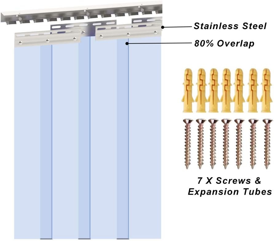 9PCS Eco-Friendly Clear PVC Strip Curtain, 96″ x 48″ for Stylish Indoor Privacy