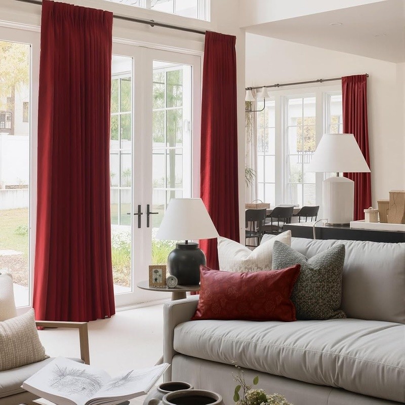 Velvet Blackout Curtains Adjustable Length Sound Dampening Light Blocking Panels