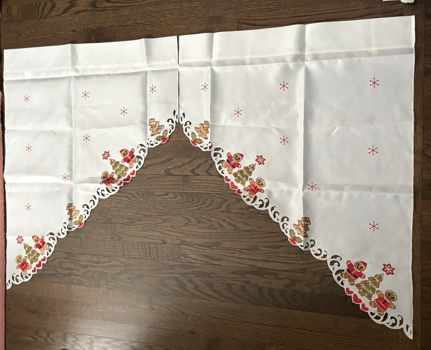 Gingerbread Embroidered Swag Curtains 2 Pc Set 36 Inch Long 29 In Wide Polyester