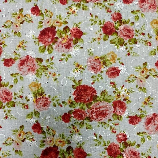 Handmade Rose Eyelet Poly/ Cotton Valance, 42 X 15 INCHES