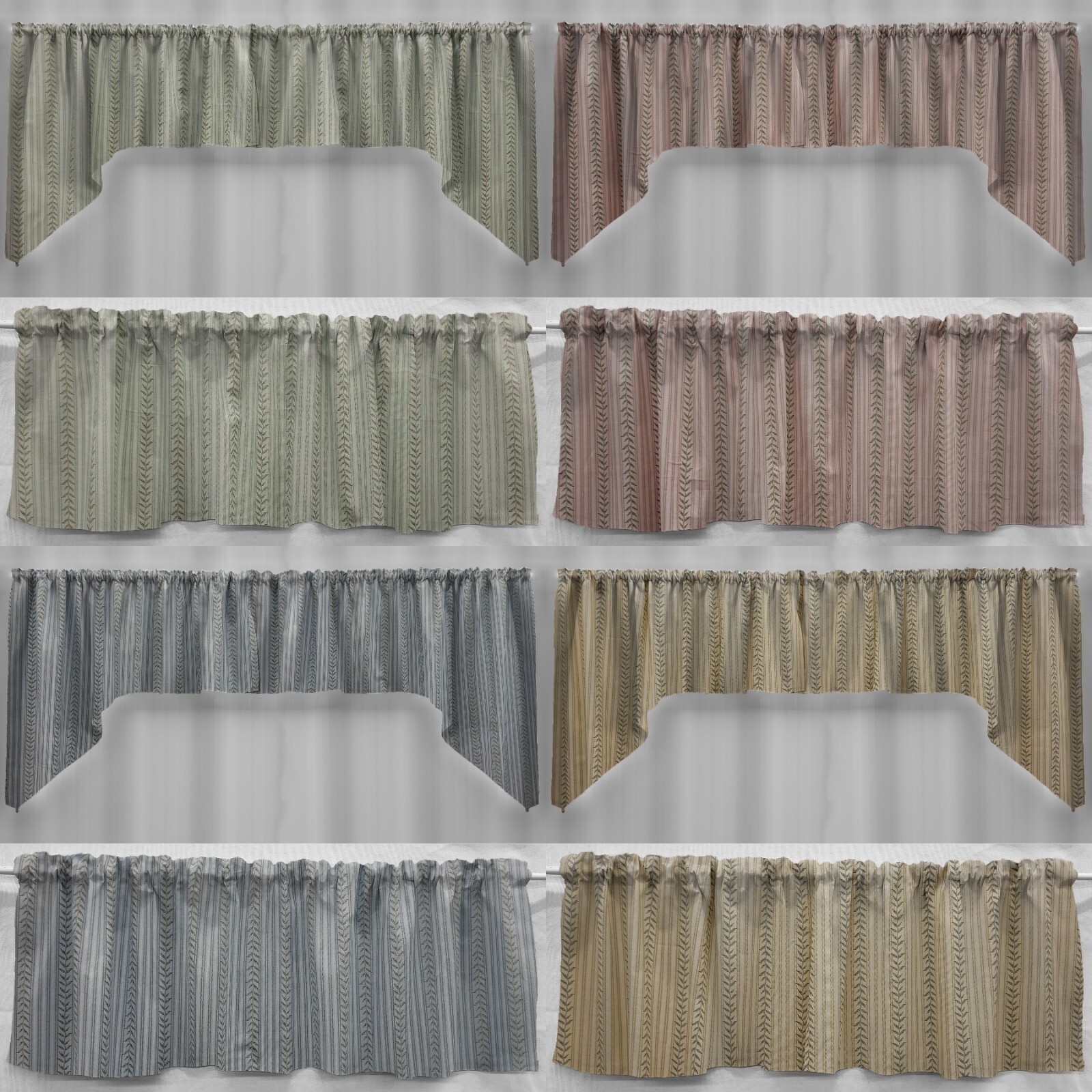 Striped Vines Valances, Curtains or Swags (4 Colors Available)