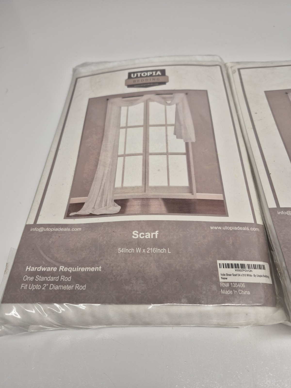 2 Utopia Bedding Premium White Sheer Scarves Sheer Window 54 by 216 White