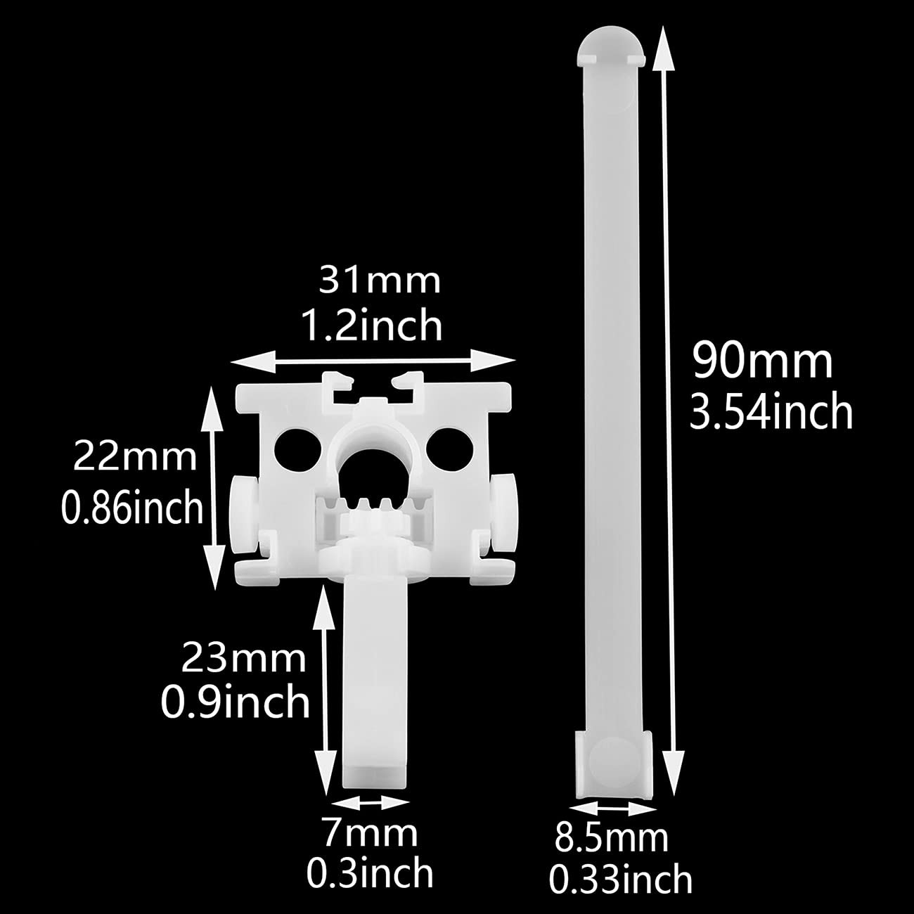 AXLIZER 10PCS Vertical Blind Repair Carrier 2*1.2 inches, White