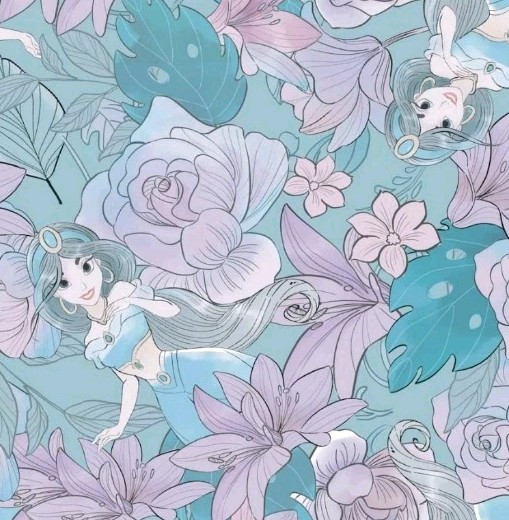 LINED WINDOW VALANCE CURTAIN 42 X 15 DISNEY PRINCESS JASMINE FLORAL