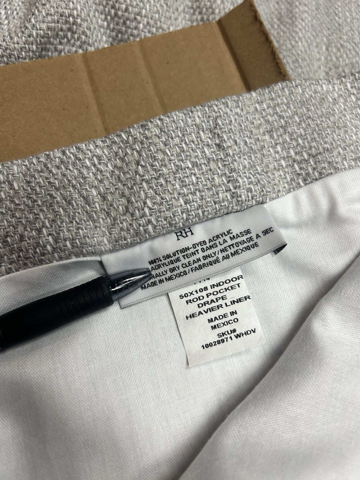 Restoration Hardware Perennials Perf Textured Two Tone Curtain Dove Grey 108×50