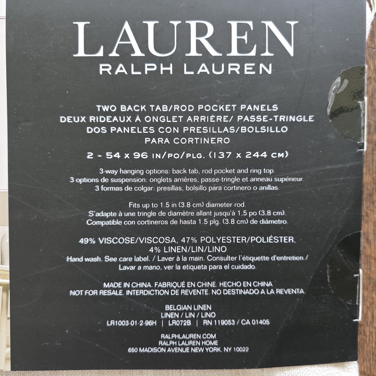 (2) Ralph Lauren Belgian Linen Back Tab Panels Curtains 54×96 Natural Beige TWO