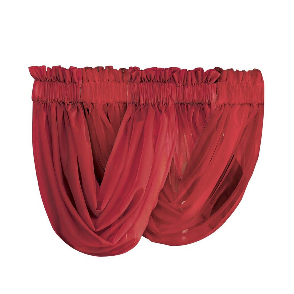 2-Piece Sheer Scoop Valance Set, Taupe