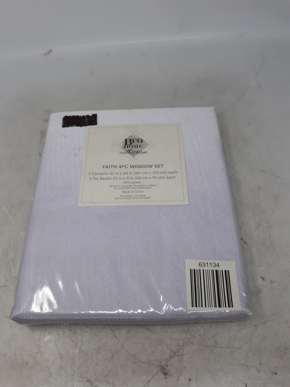 BCO Home Collection Faith 4pc Window Set Curtains Tie Backs 100% Polyester